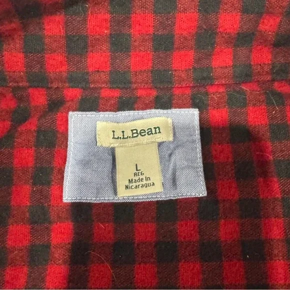 L.L.Bean Large reg. quarter-zip pullover red & black buffalo plaid Like New - Picture 4 of 6